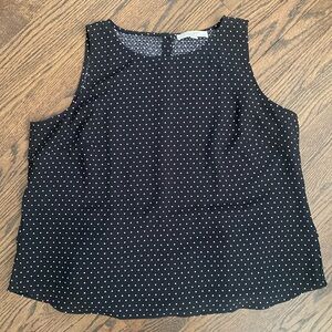 Polka dot top with buttons and ruffle in back